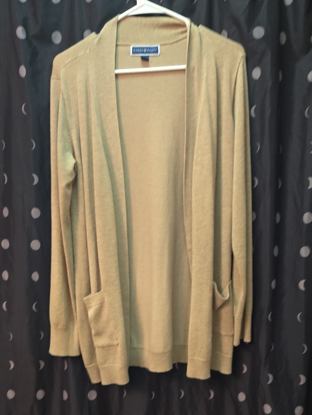 Karen Scott Open-Front Tan Cardigan with Pockets
